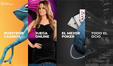 Se muestra la subpágina de Casino Gran Madrid dedicada a las tragaperras. En el banner del encabezado se anuncia la promoción del bono de registro gratis e inmediatemente más abajo aparecen una serie de slots con títulos novedosos en el catálogo del casino: como Starquest, Queen of Riches o Bonanza.