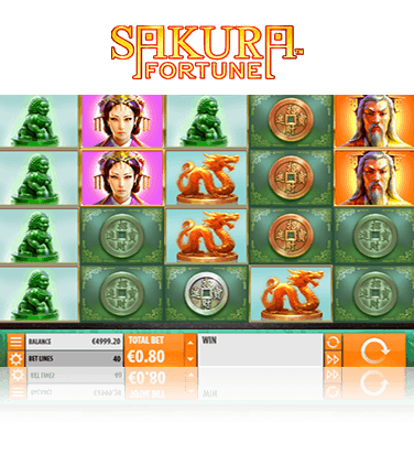 Sakura Fortune online slot game in action.